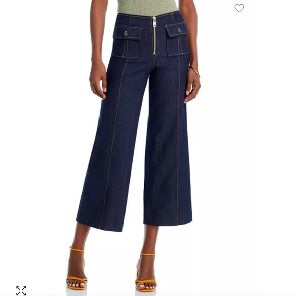 CINQ A SEPT Cropped wide leg Azure Jeans in Indigo - Picture 10 of 13